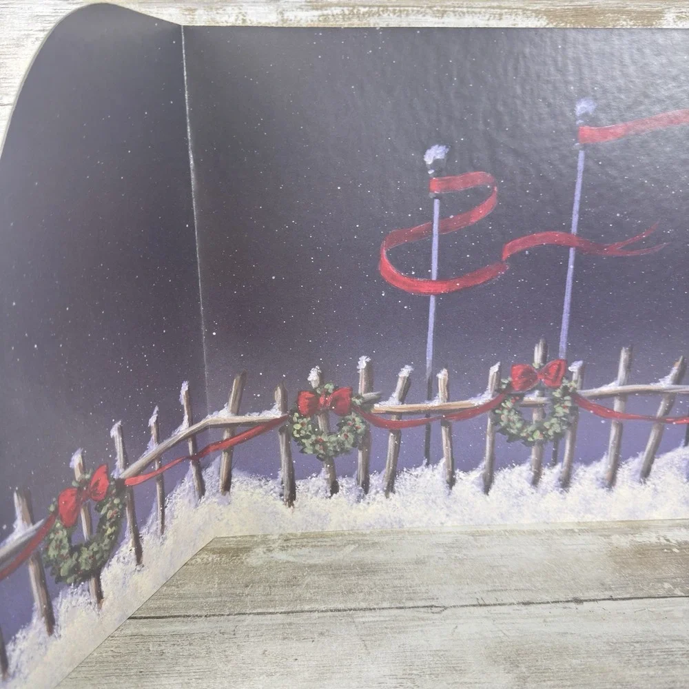 1996 Charming Tails  WINTER SCENE 2 cardboard store display snow backdrop Sebern